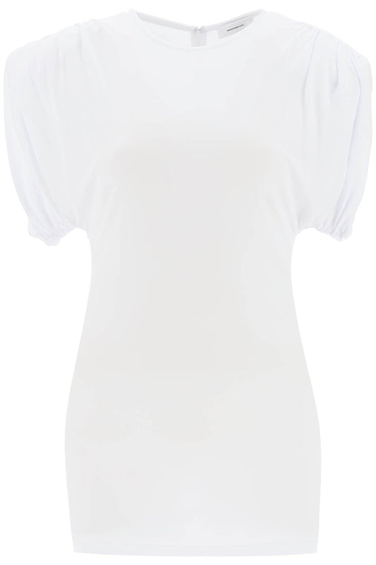 Mini Sheath Dress With Structured Shoulders  - Bianco