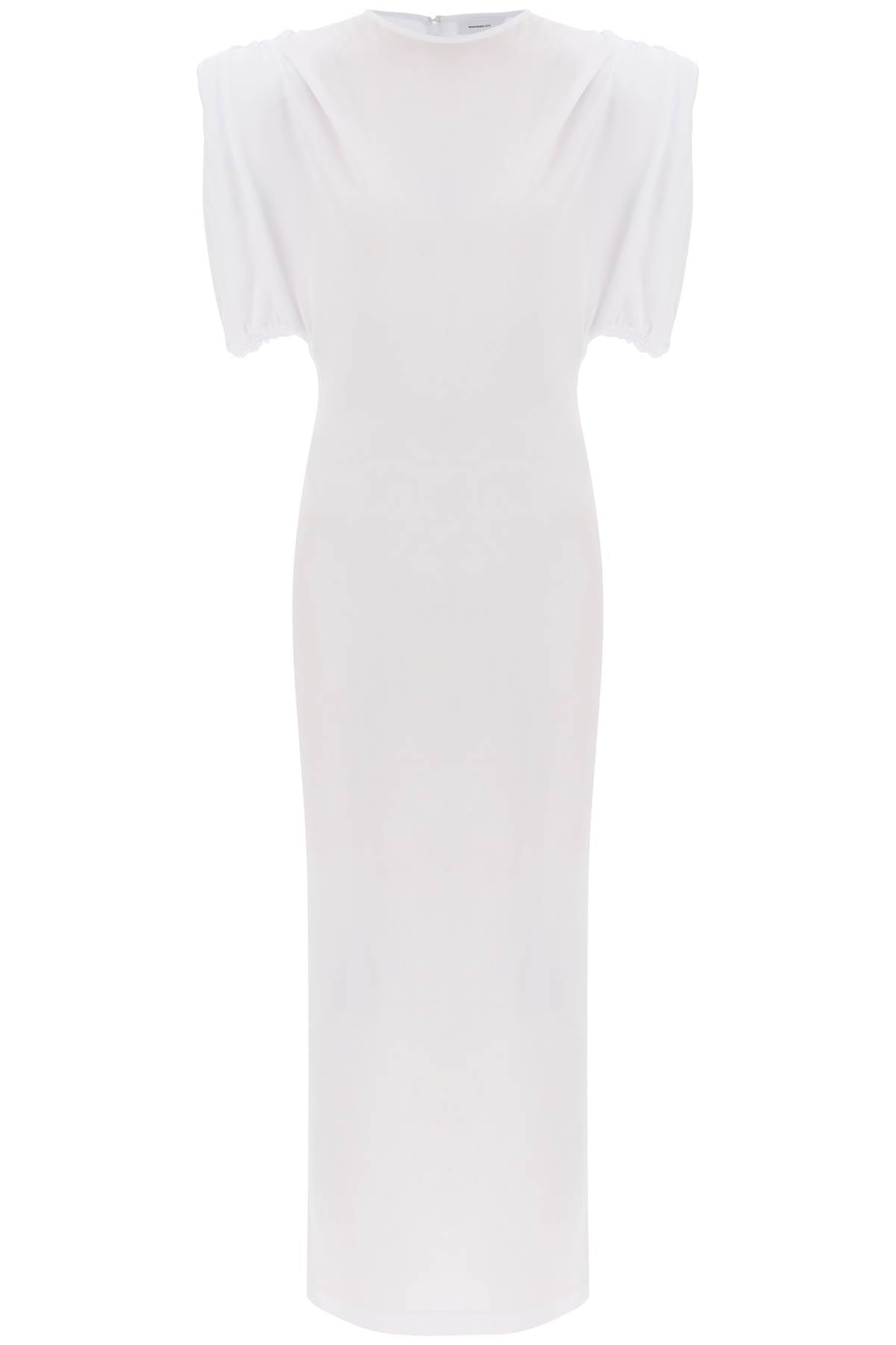 Midi Sheath Dress With Structured Shoulders  - Bianco