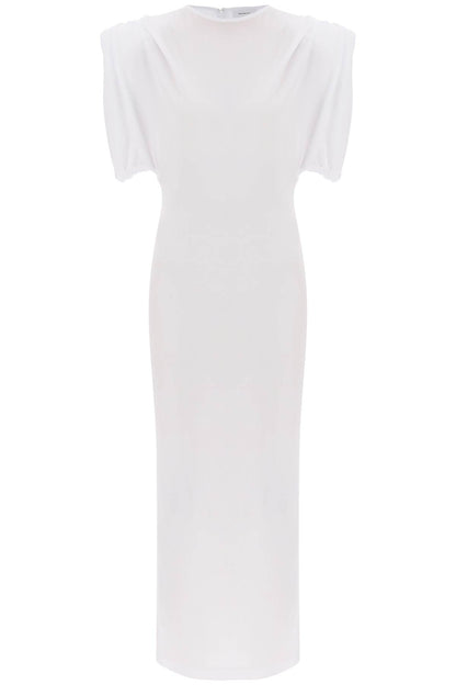 Midi Sheath Dress With Structured Shoulders  - Bianco