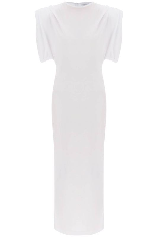 Midi Sheath Dress With Structured Shoulders  - Bianco