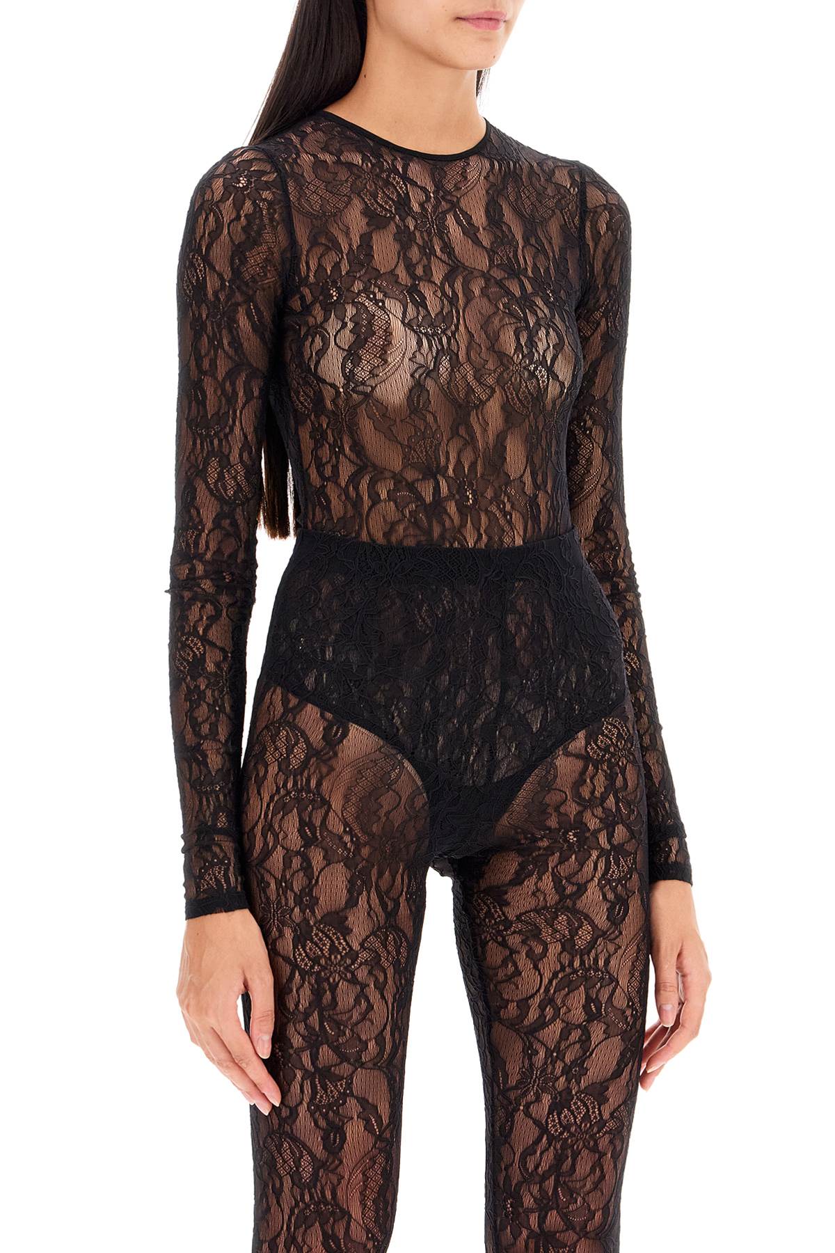 Lace Body Suit For  - Black