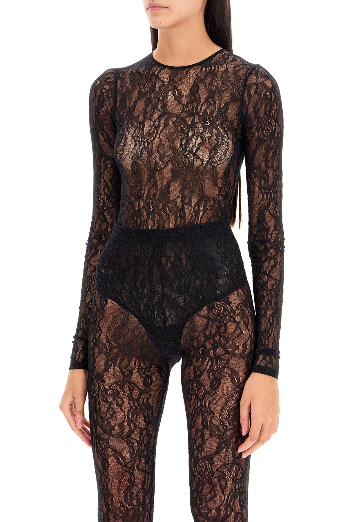 Lace Body Suit For  - Black