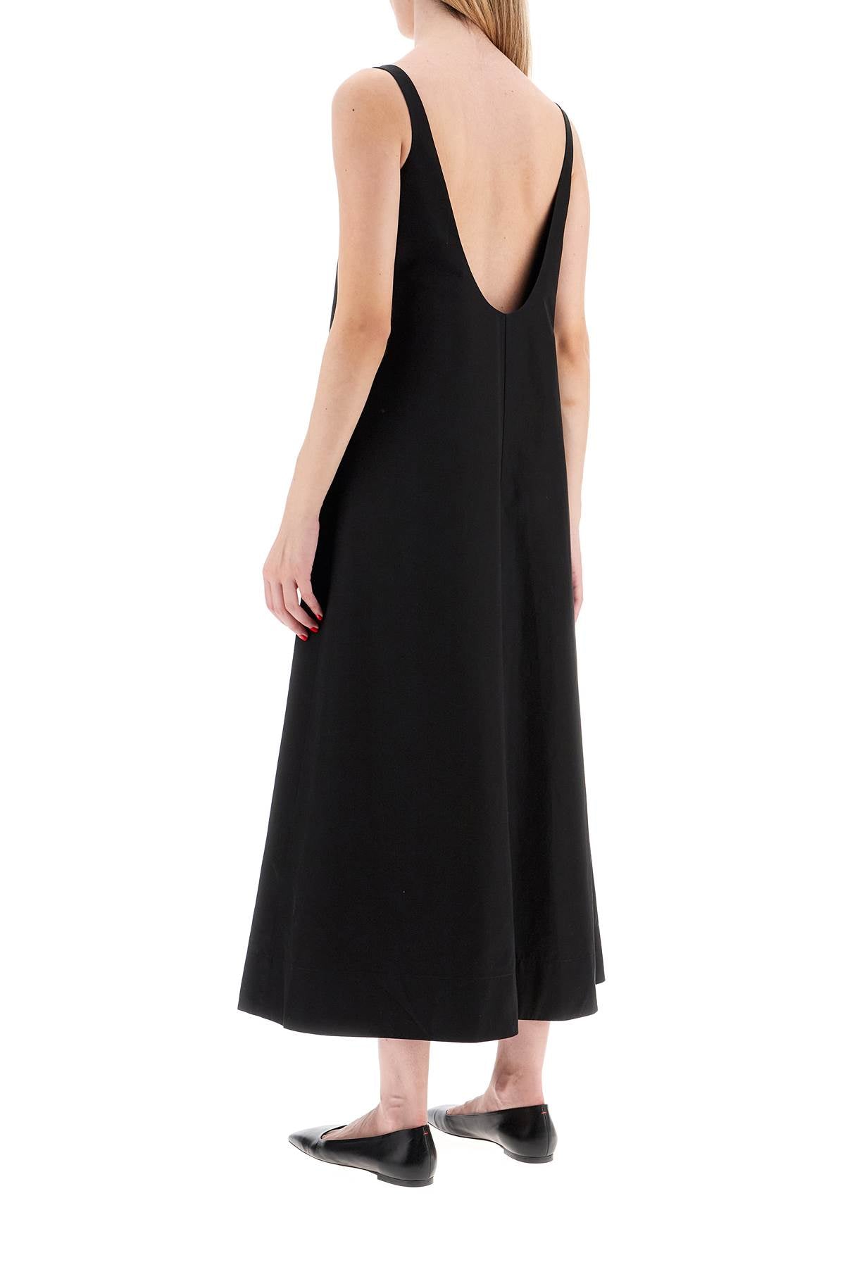 Flared Poplin Dress With  - Black