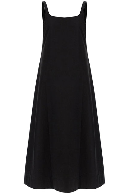 Flared Poplin Dress With  - Black