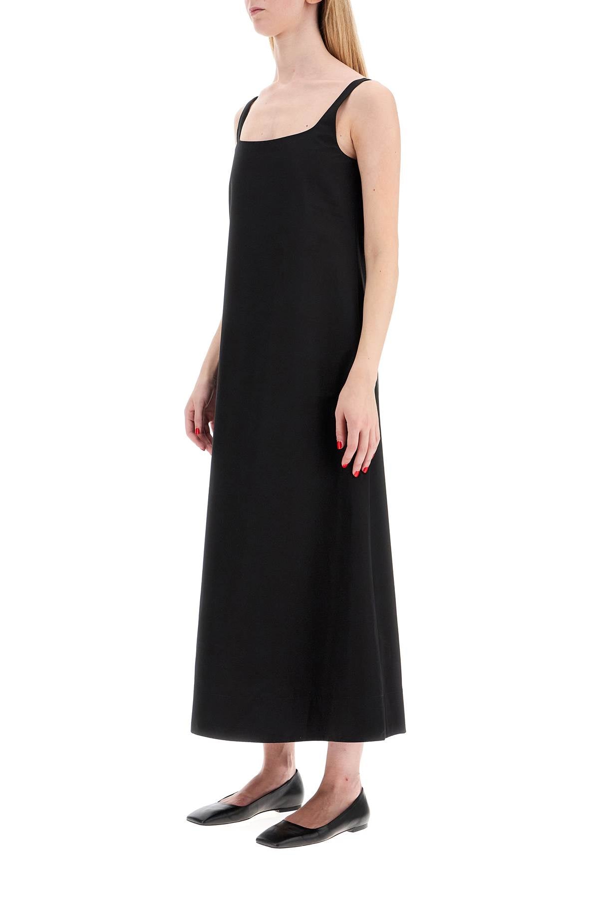 Flared Poplin Dress With  - Black