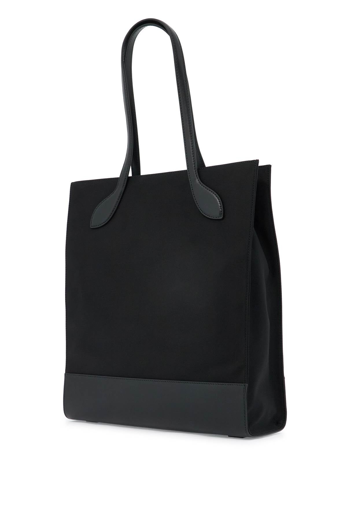 N/s Nylon And Leather Tote Bag  - Black