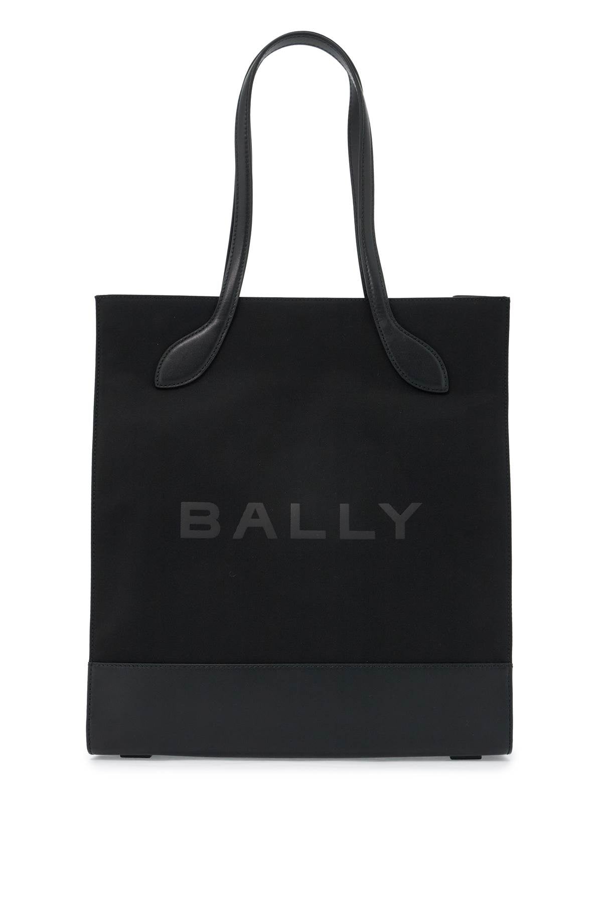 N/s Nylon And Leather Tote Bag  - Black