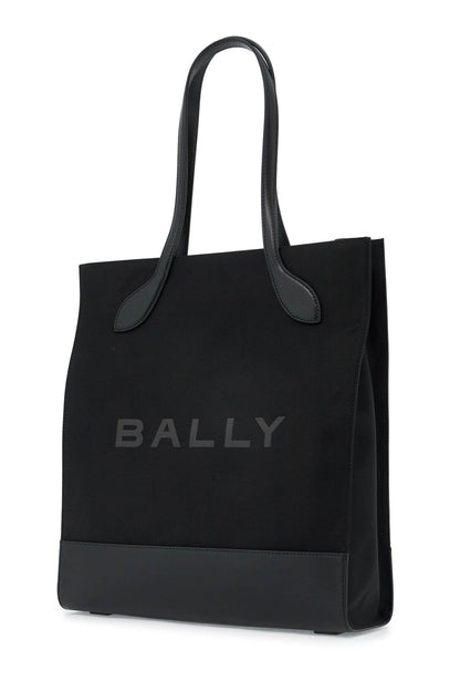 N/s Nylon And Leather Tote Bag  - Black