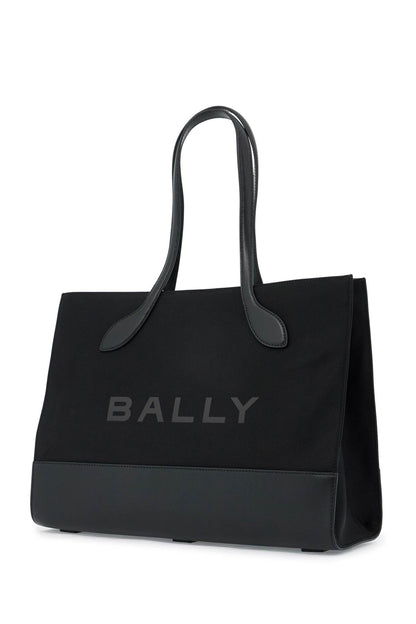 East/west Nylon And Leather Tote Bag  - Black