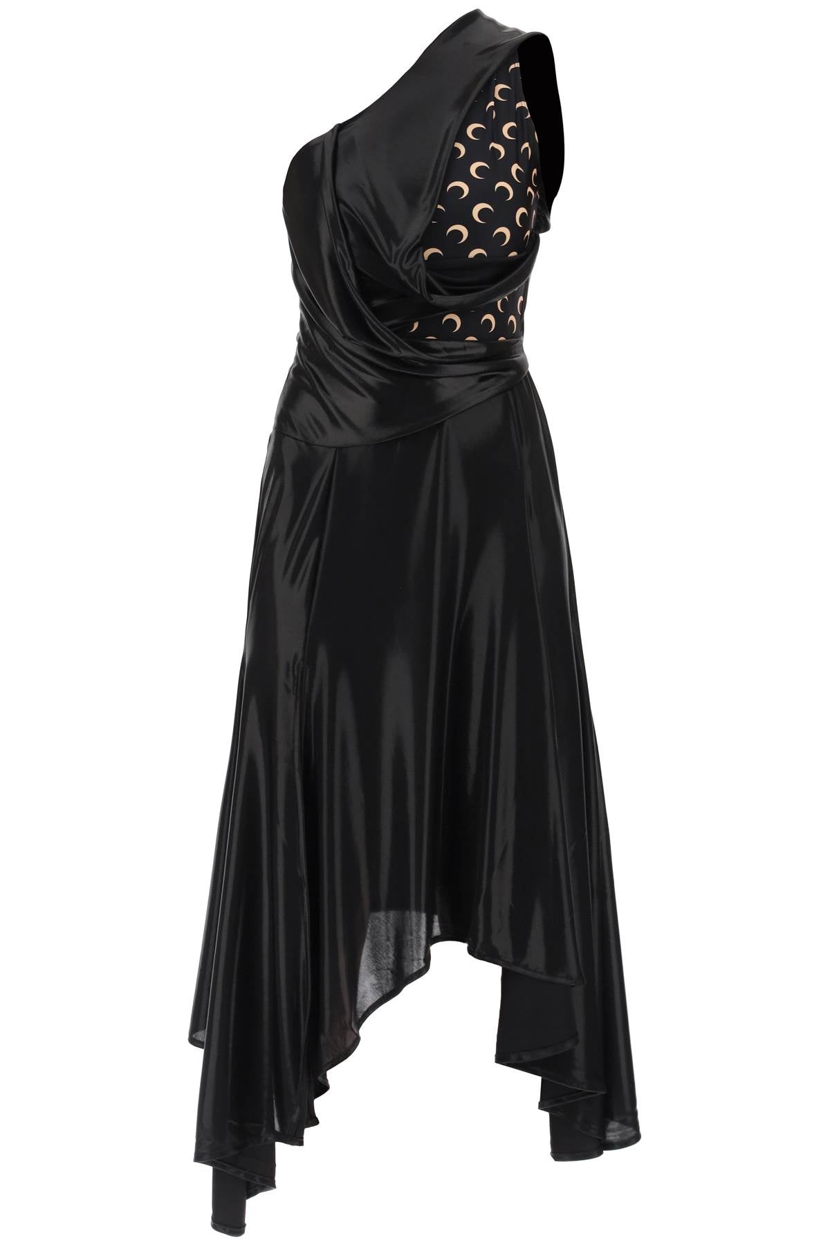 Asymmetrical Dress In Regenerated Jersey  - Black