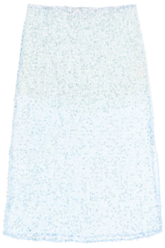 Helen Sequined Midi Skirt  - Light Blue