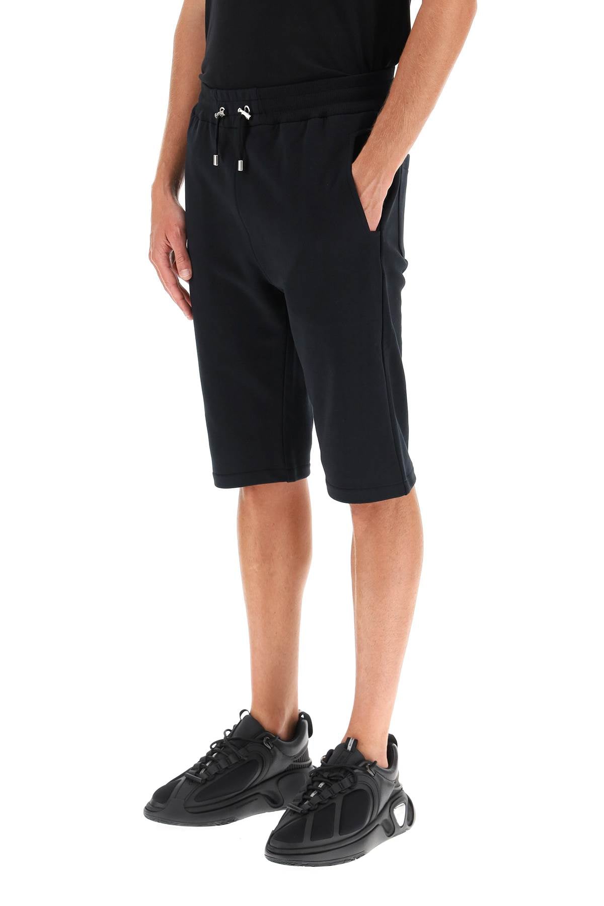 Sweatshorts With Flocked Logo  - Nero