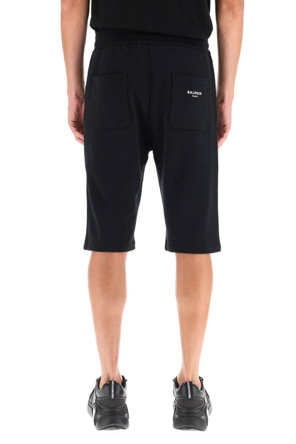 Sweatshorts With Flocked Logo  - Nero