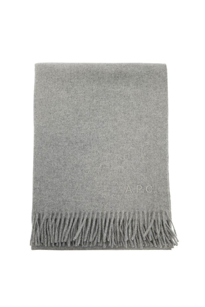 Alix Brodée Wool Scarf  - Grey