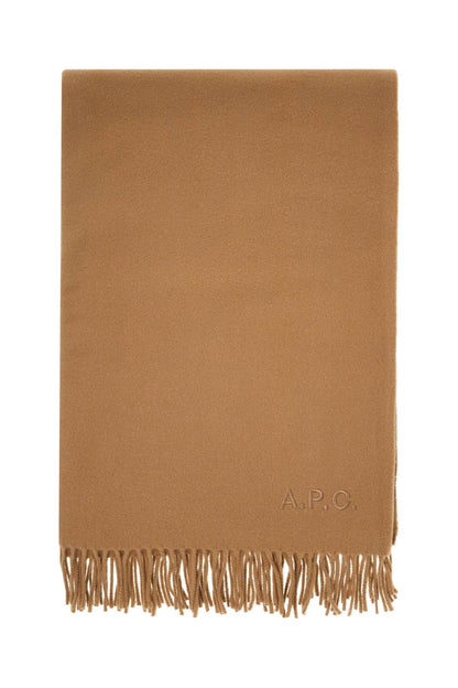 Alix Brodée Wool Scarf  - Brown