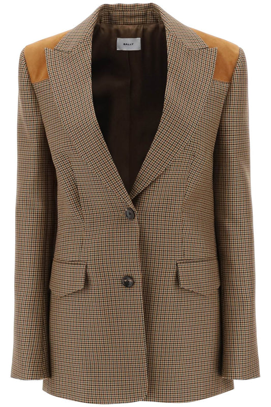 Houndstooth Single-breasted Blazer  - Beige