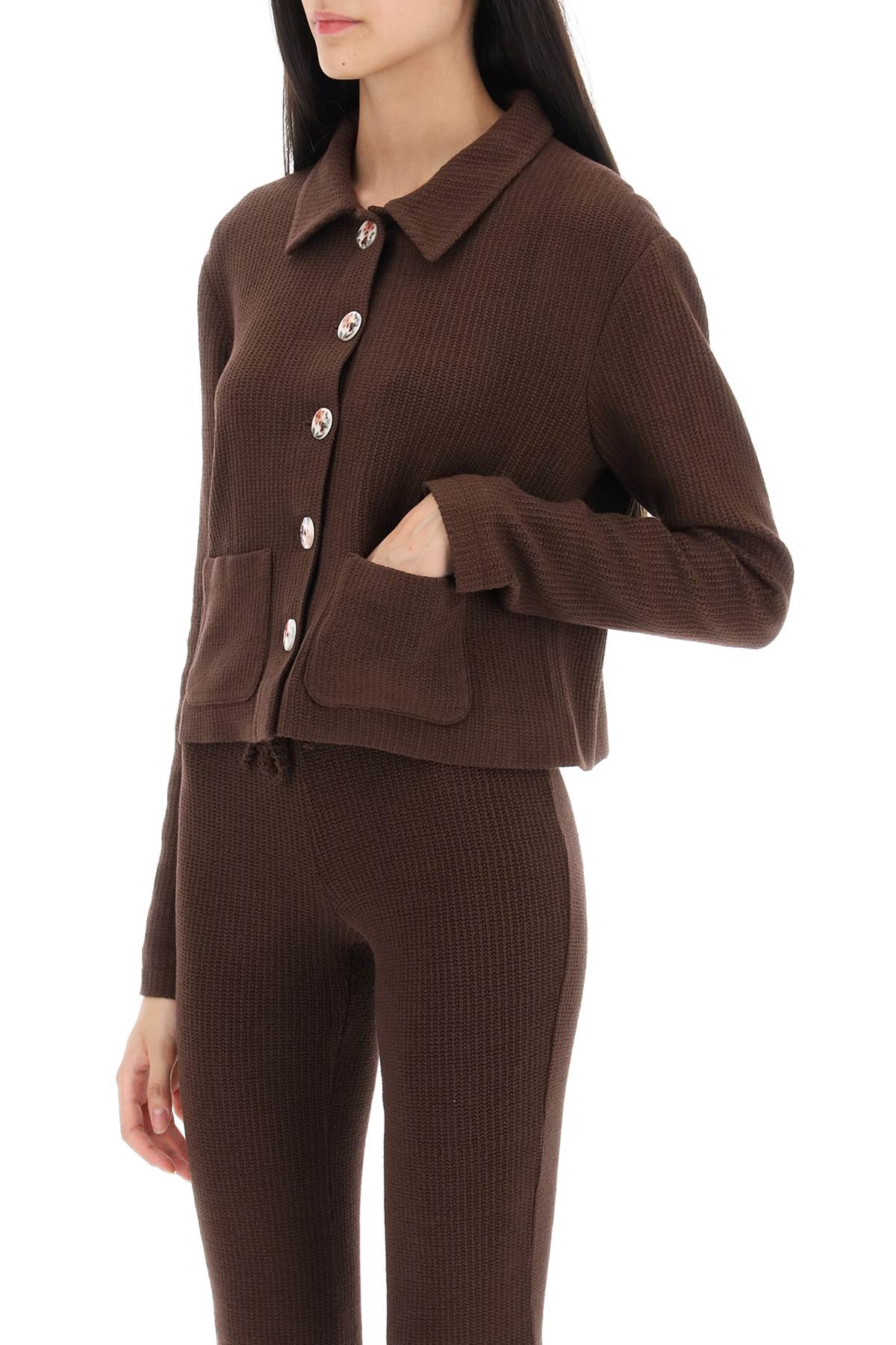 'yuna' Cropped Cardigan  - Brown