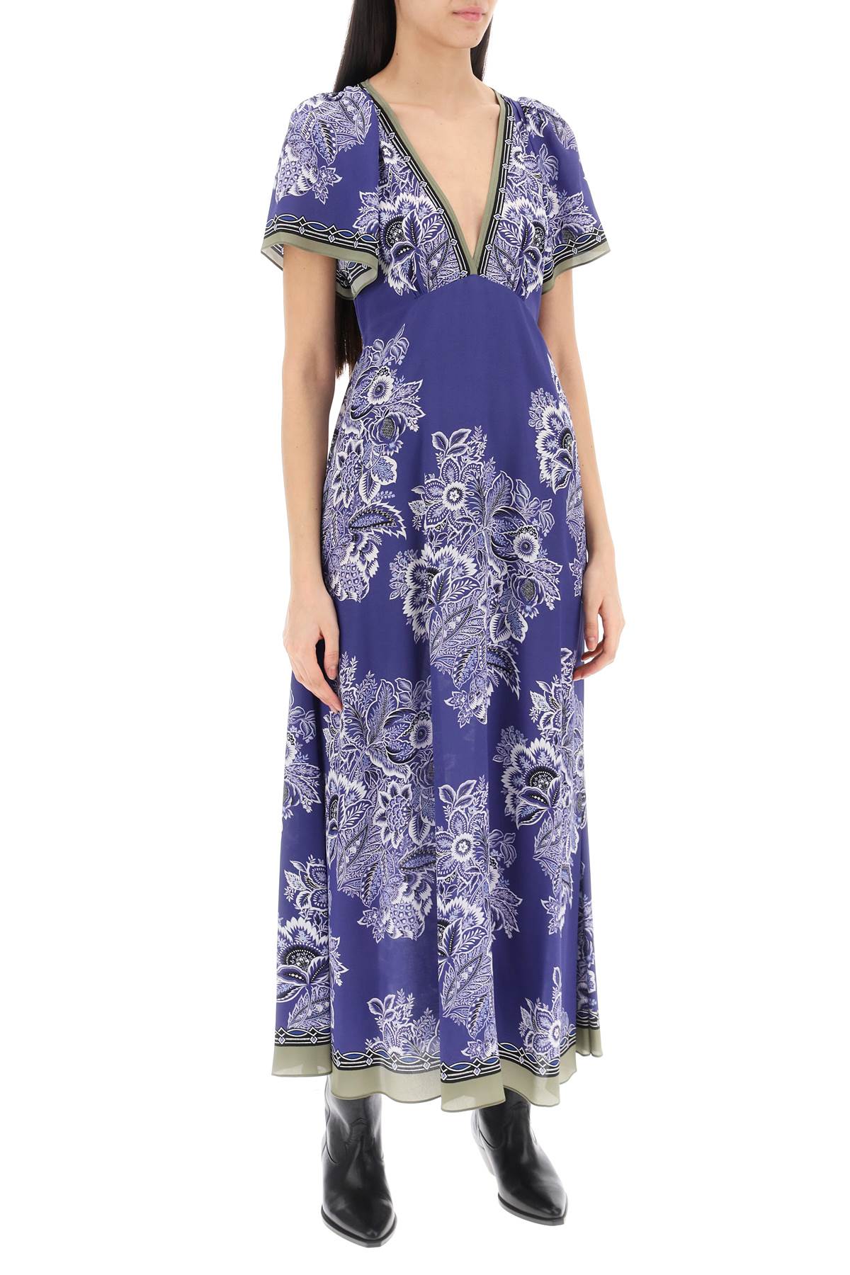 Maxi Crepe De Chine Dress  - Purple