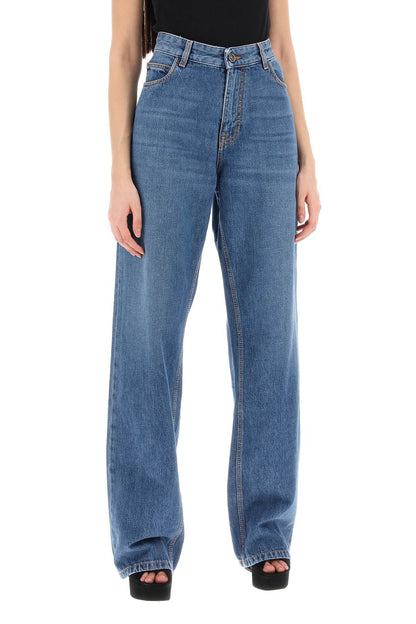 Low-waisted Baggy Jeans  - Blue