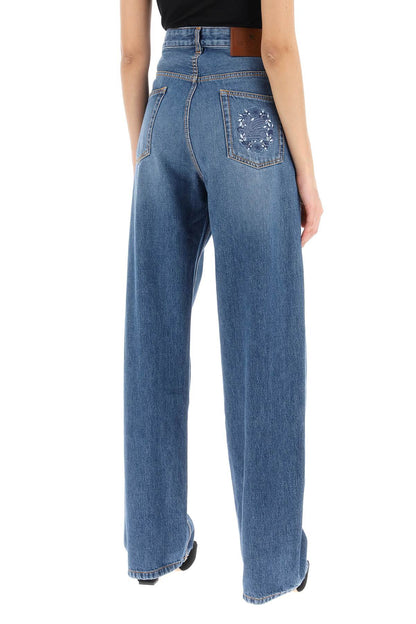 Low-waisted Baggy Jeans  - Blue