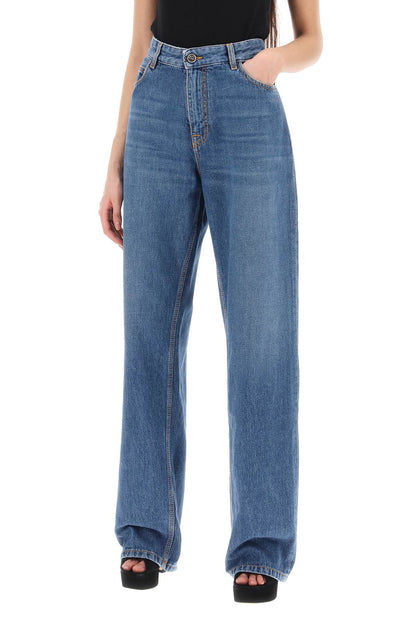 Low-waisted Baggy Jeans  - Blue