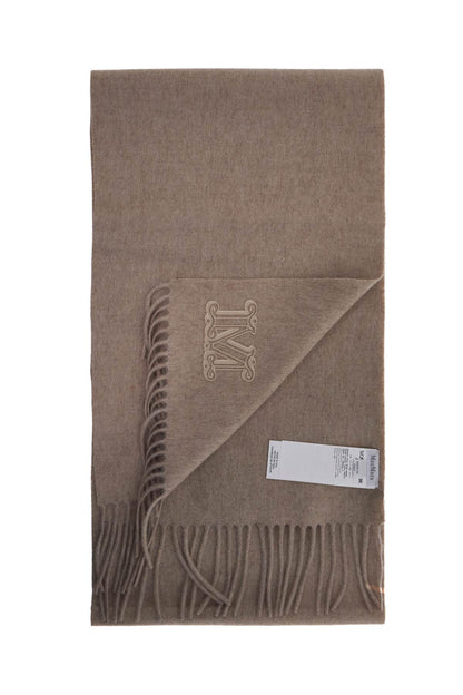 Cashmere Scarf With Monogram  - Beige