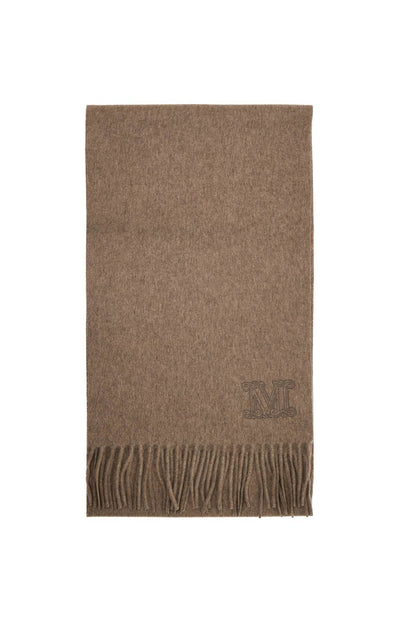 Cashmere Scarf With Monogram  - Neutro