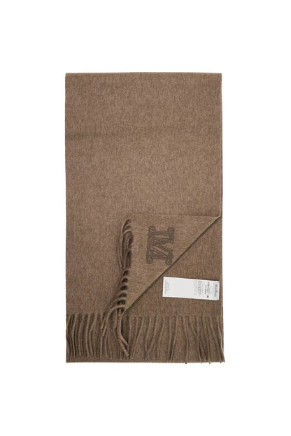 Cashmere Scarf With Monogram  - Neutro