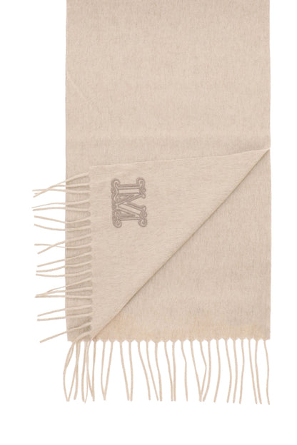 Cashmere Scarf With Monogram  - Beige