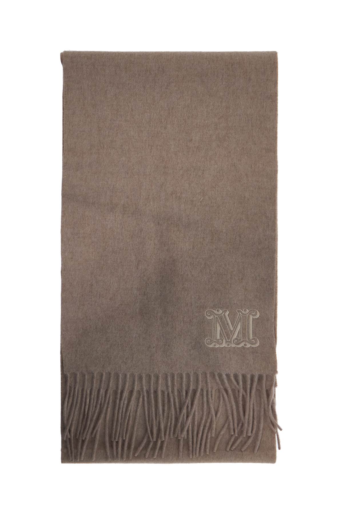 Cashmere Scarf With Monogram  - Beige