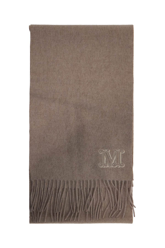 Cashmere Scarf With Monogram  - Beige