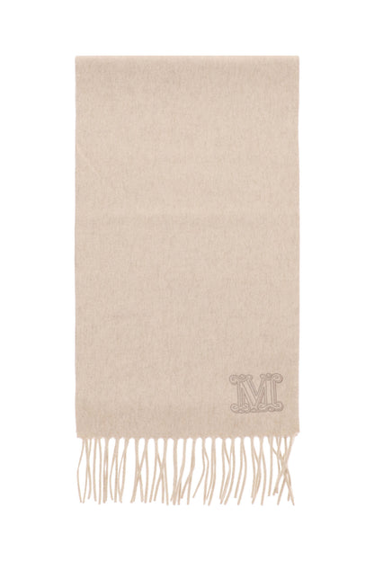 Cashmere Scarf With Monogram  - Beige