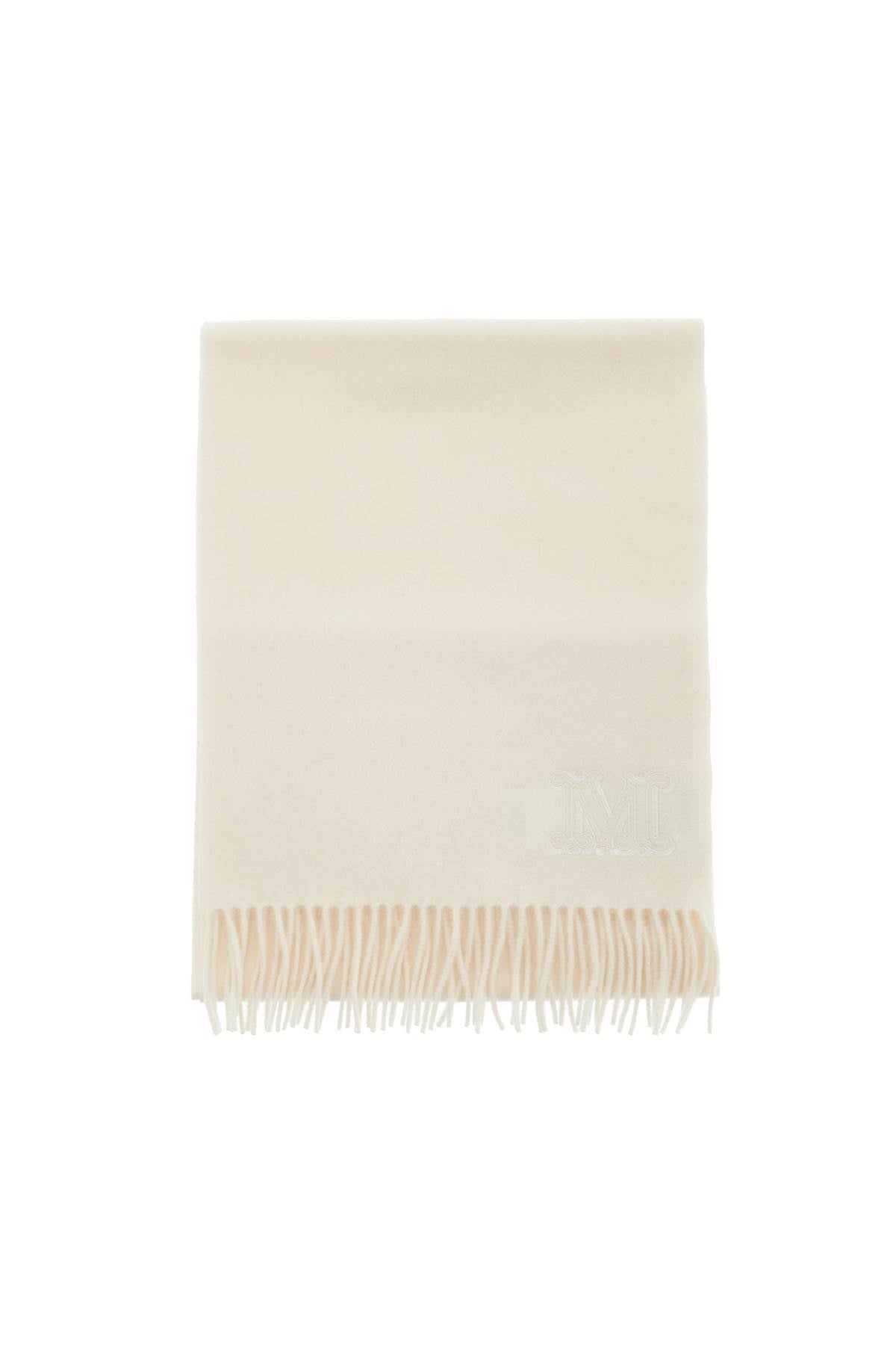 Cashmere Scarf With Monogram  - White