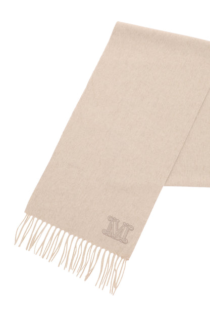 Cashmere Scarf With Monogram  - Beige