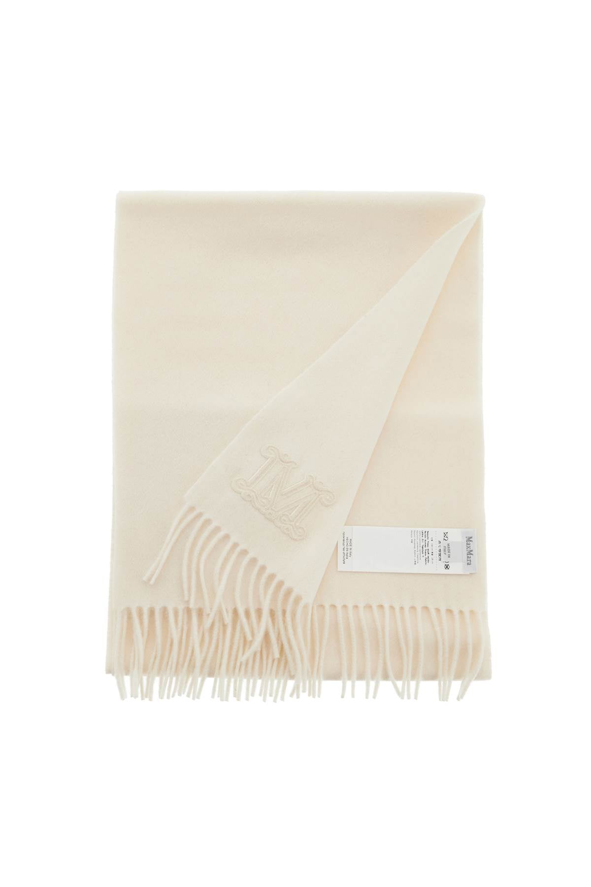 Cashmere Scarf With Monogram  - White