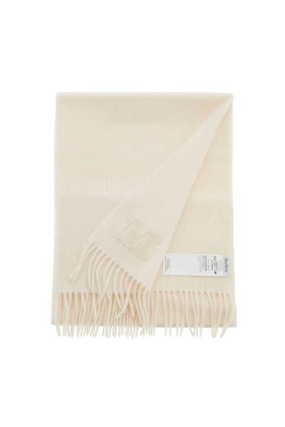 Cashmere Scarf With Monogram  - White