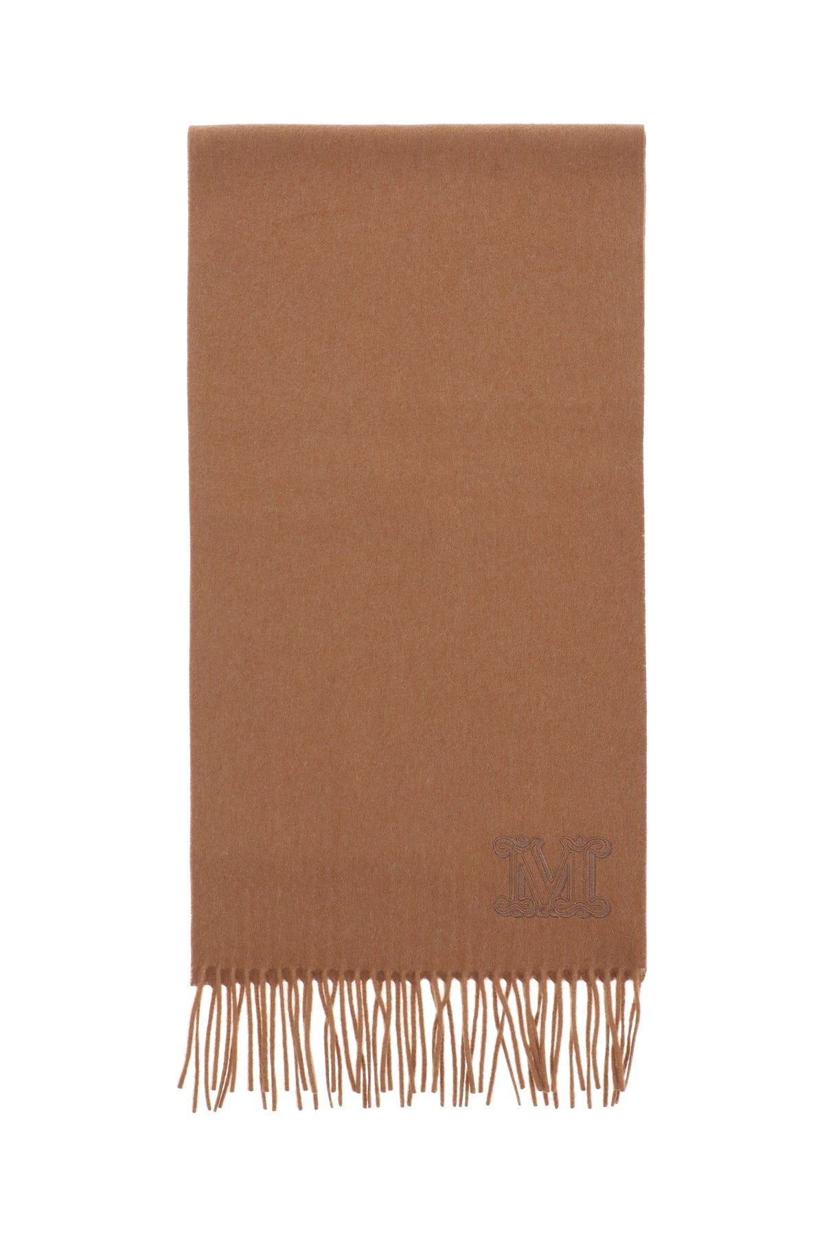 Cashmere Scarf With Monogram  - Beige