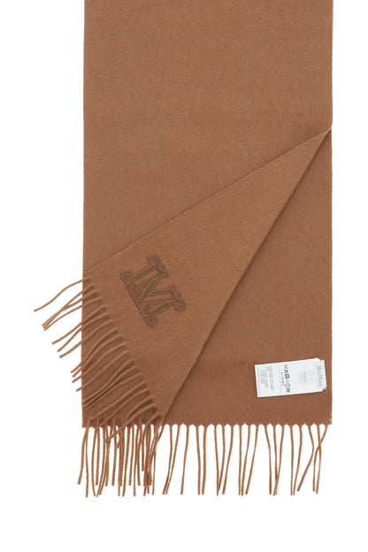 Cashmere Scarf With Monogram  - Beige