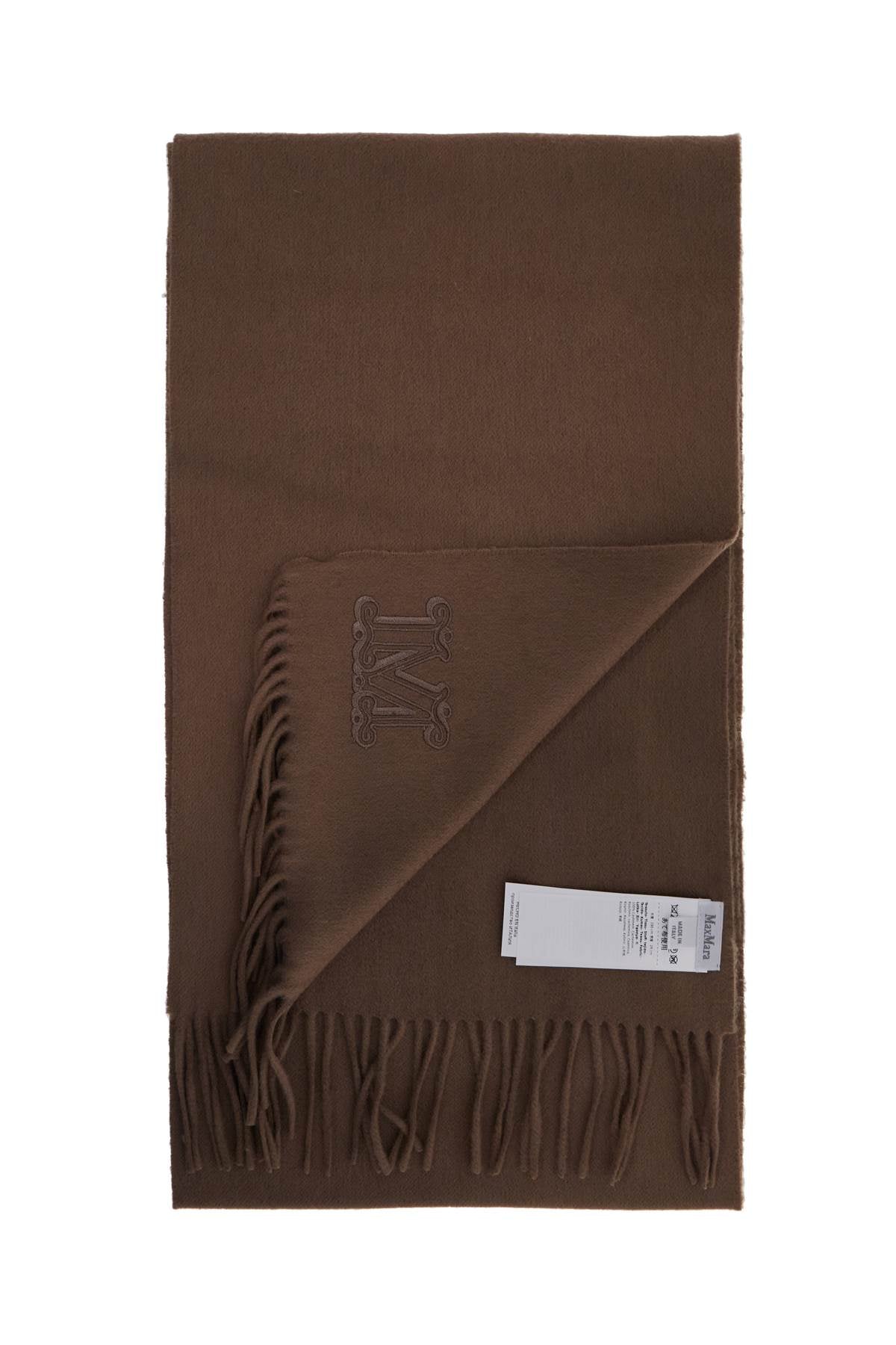 Cashmere Scarf With Monogram  - Brown