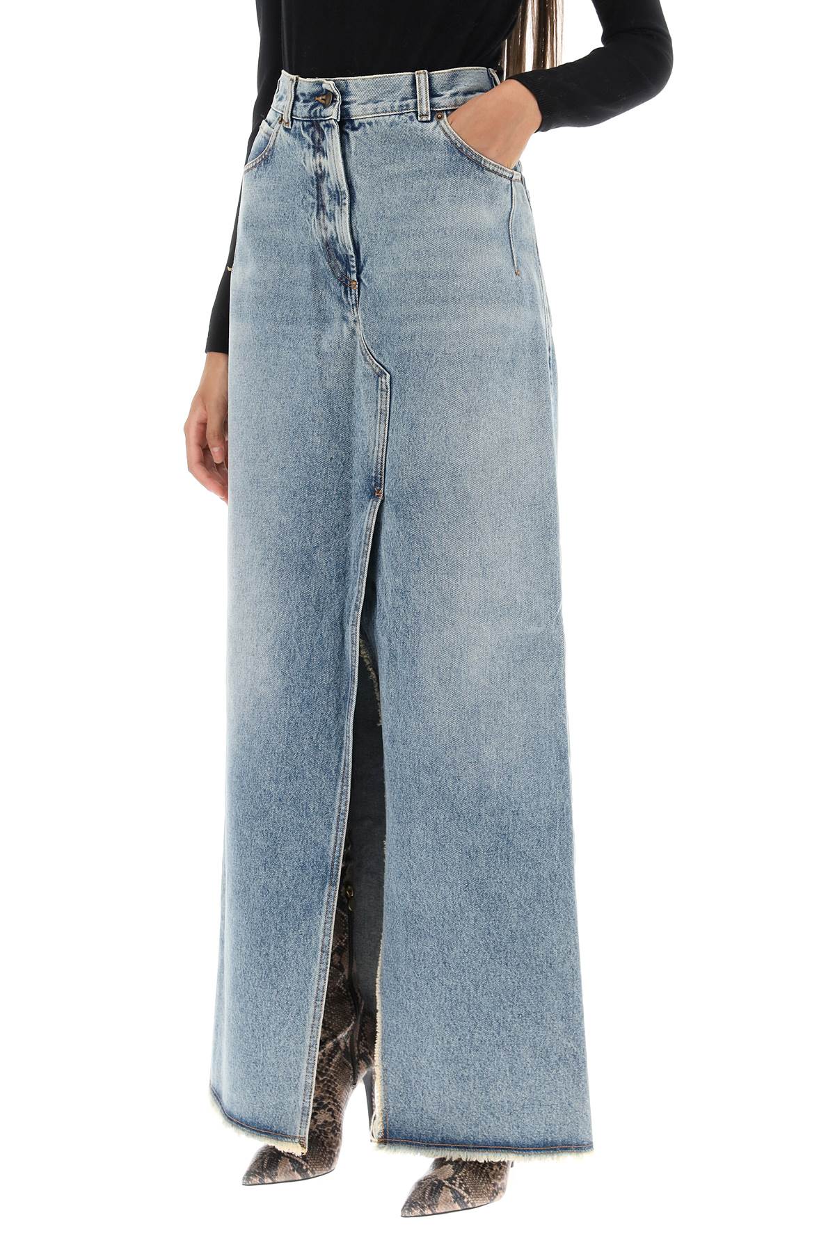 Emma Denim Column Skirt  - Celeste