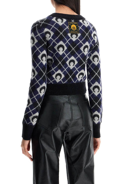 Cropped Moon Argyle Pattern  - Black