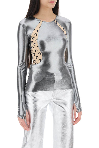 Long-sleeved Top In Regenerated Jersey  - Silver