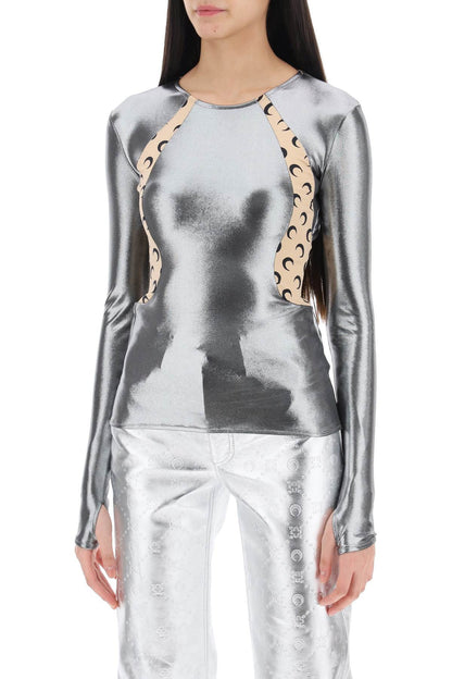 Long-sleeved Top In Regenerated Jersey  - Silver