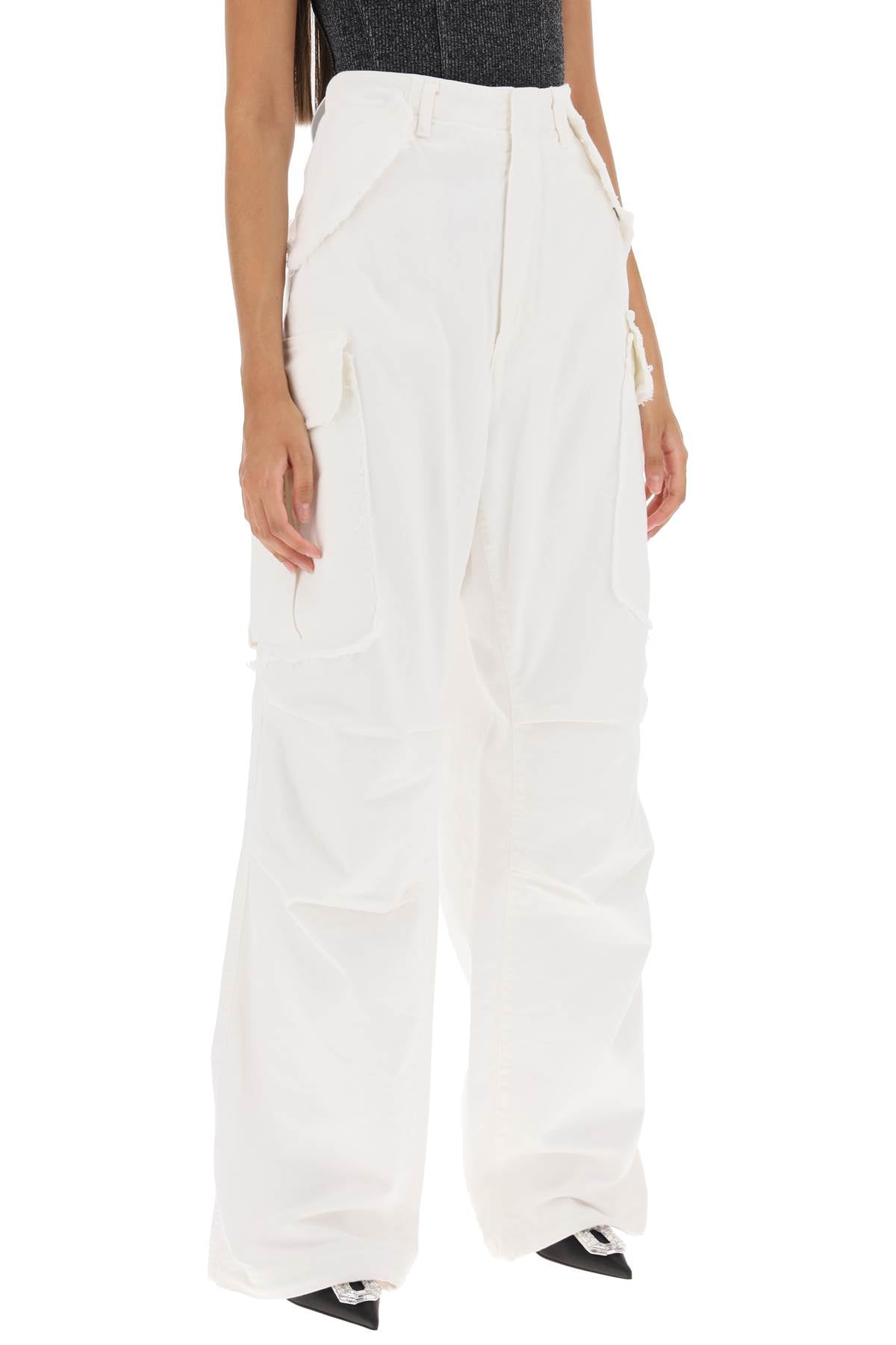 Vivi Wide Leg Cargo Jeans  - Bianco