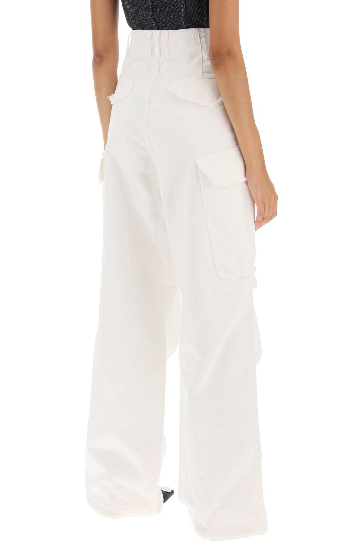 Vivi Wide Leg Cargo Jeans  - Bianco