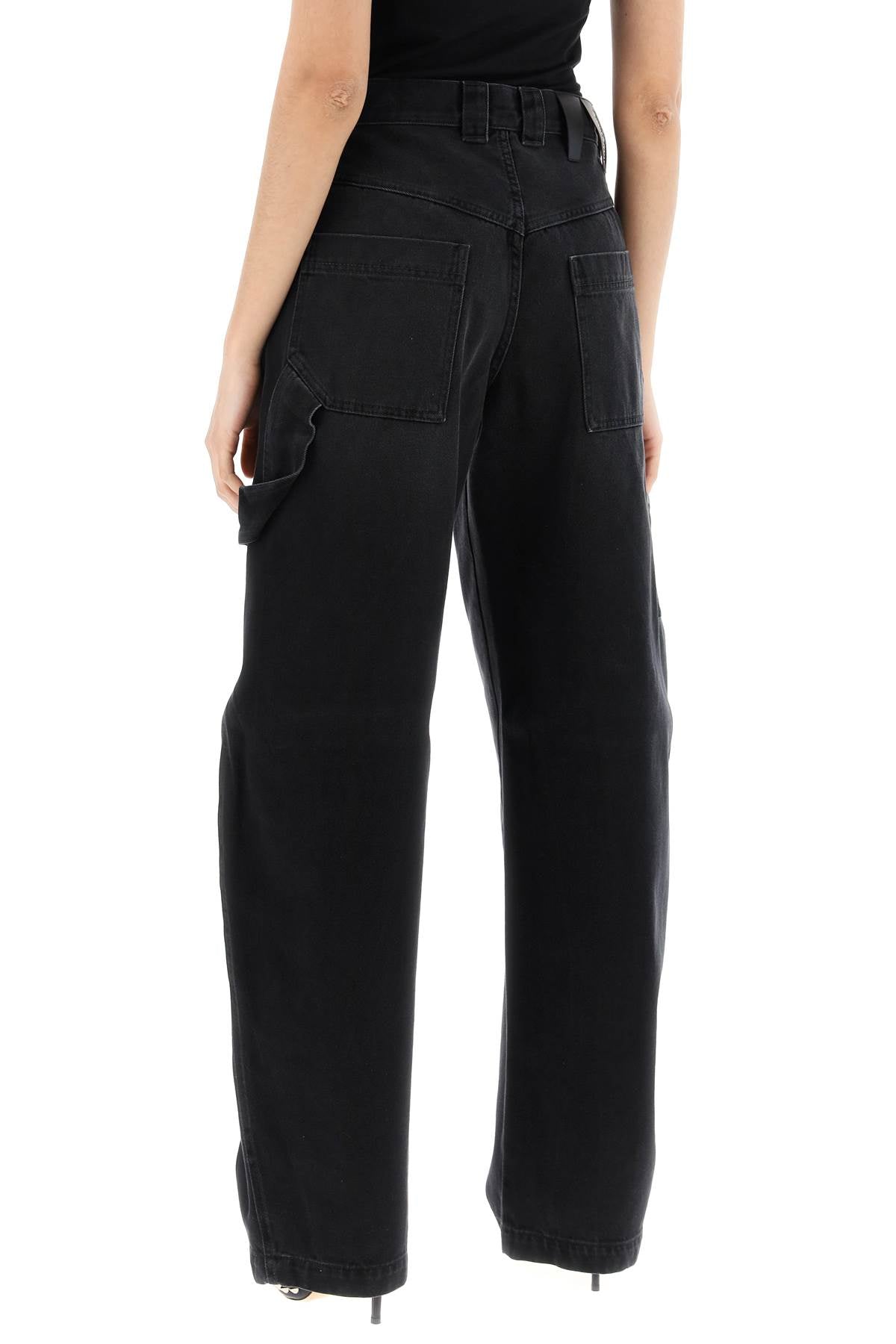 Audrey Cargo Jeans With Curved Leg  - Black