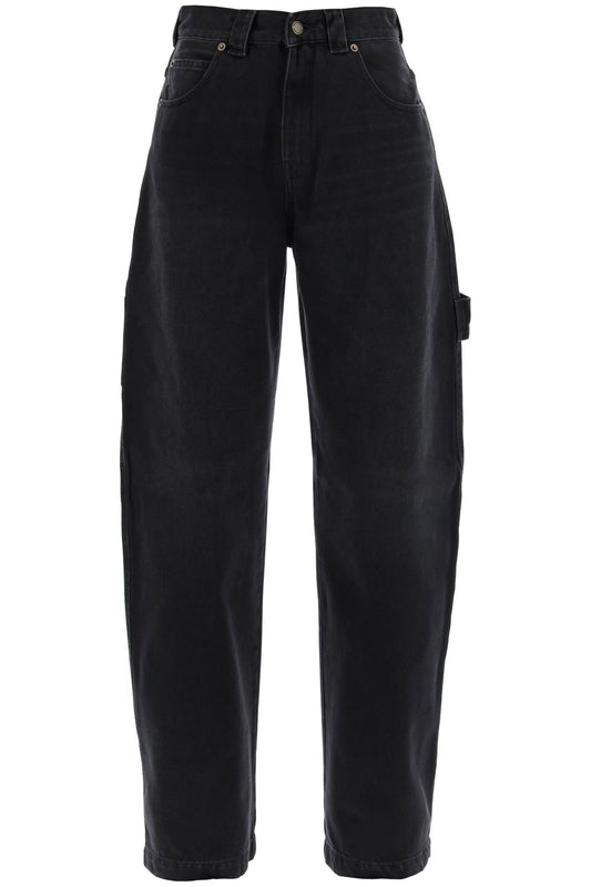 Audrey Cargo Jeans With Curved Leg  - Black