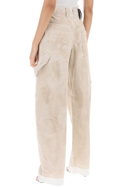 Audrey Marble-effect Cargo Jeans  - Beige