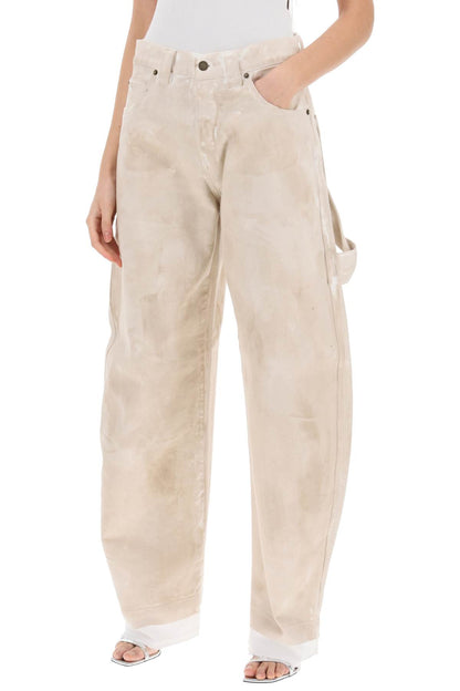 Audrey Marble-effect Cargo Jeans  - Beige