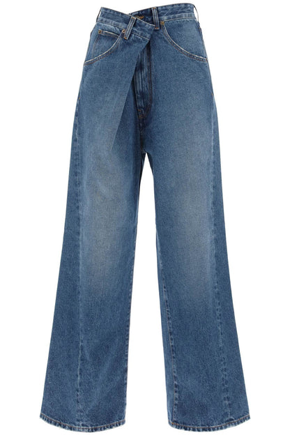 'ines' Baggy Jeans With Folded Waistband  - Light Blue